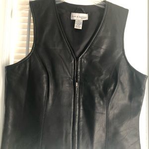 Croft and Barrow Black Leather Vest Size Small